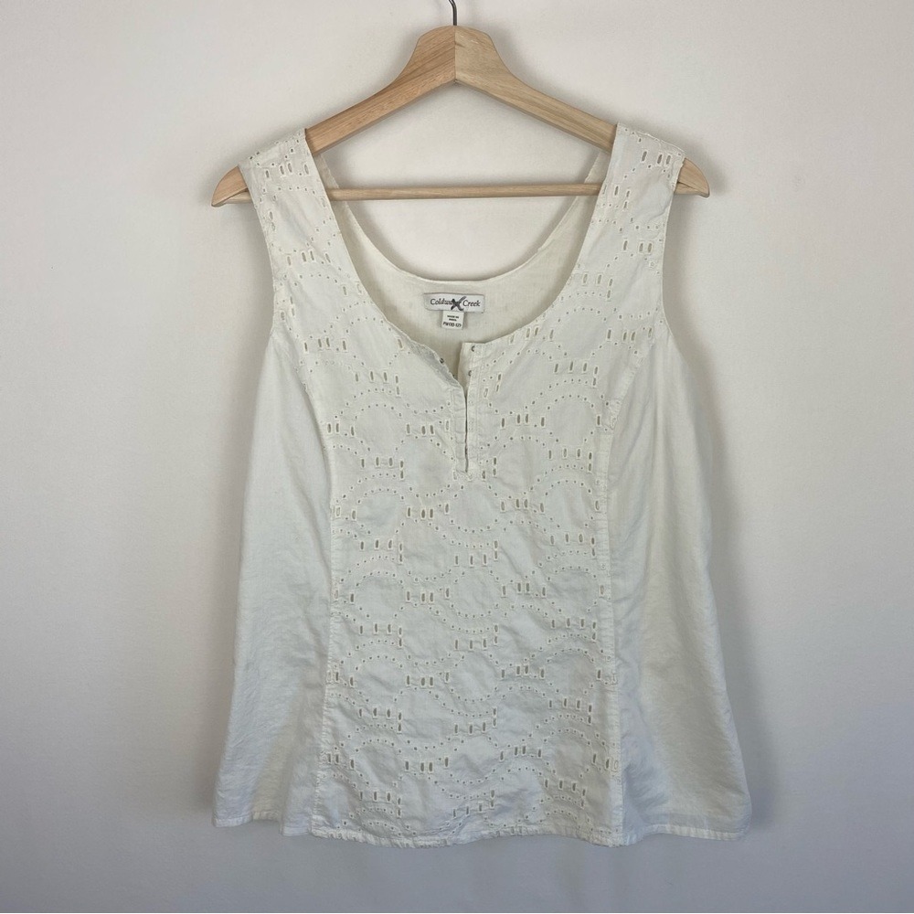 Coldwater Creek Eyelet Lace Tank Top Size Petite Medium (10-12)